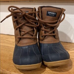 Sperry Kids' Tan and Navy Rain Boots